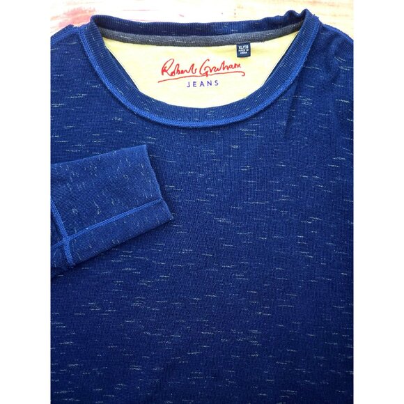 Robert Graham Mens Long Sleeve Navy Crewneck Sweater XL - Picture 4 of 8